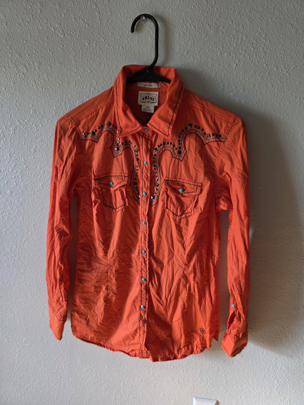 Ariat Orange Western Snap Shirt